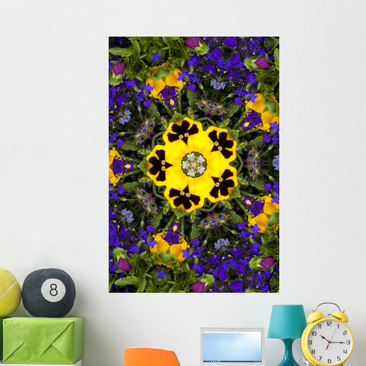 Flower Kaleidoscope Resembling a Mandala Wall Mural
