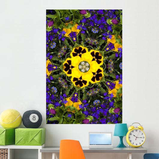 Flower Kaleidoscope Resembling a Mandala Wall Mural