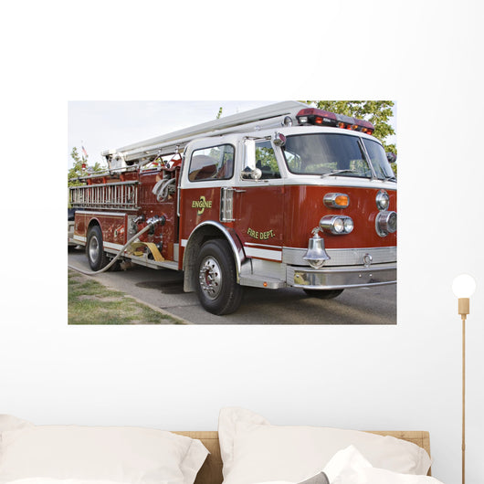 Big Red Firetruck Wall Mural