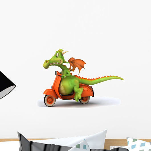 Green Dragon Moped Wall Decal