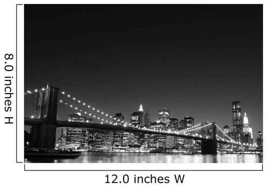 Brooklyn Bridge and Manhattan Skyline At Night, New York City Wall Mural