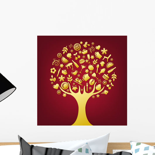 Gold Tree Wall Mural