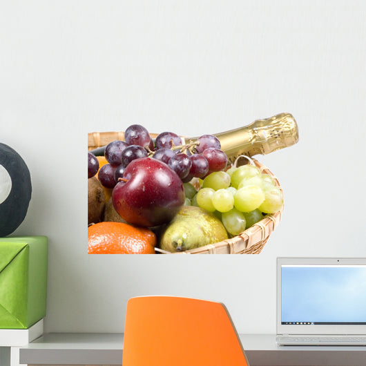 Fruit and Champagne in a Basket Wall Mural