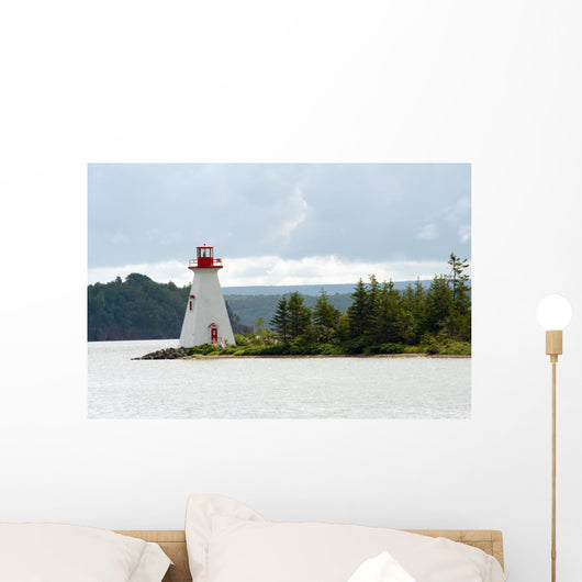 Bras D'Or lake lighthouse near Baddeck, Cape Breton, Nova Scotia Wall Mural