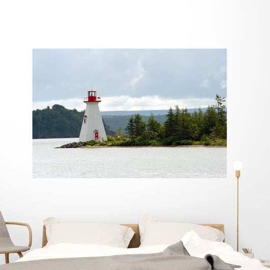 Bras D'Or lake lighthouse near Baddeck, Cape Breton, Nova Scotia Wall Mural
