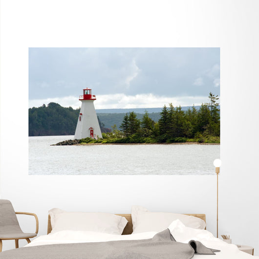 Bras D'Or lake lighthouse near Baddeck, Cape Breton, Nova Scotia Wall Mural
