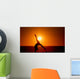 sunset silhouette gymnast on beach Wall Mural
