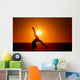 sunset silhouette gymnast on beach Wall Mural