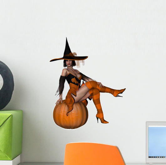Witch With Pumpkin 3 Wall Decal
