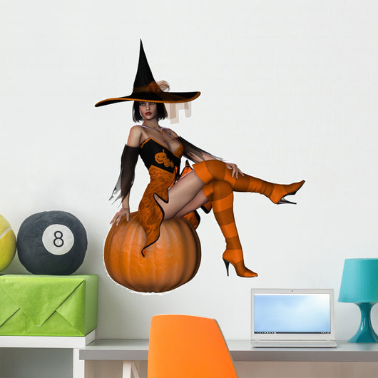 Witch With Pumpkin 3 Wall Decal
