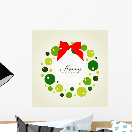 Christmas Wreath Card Template Wall Mural