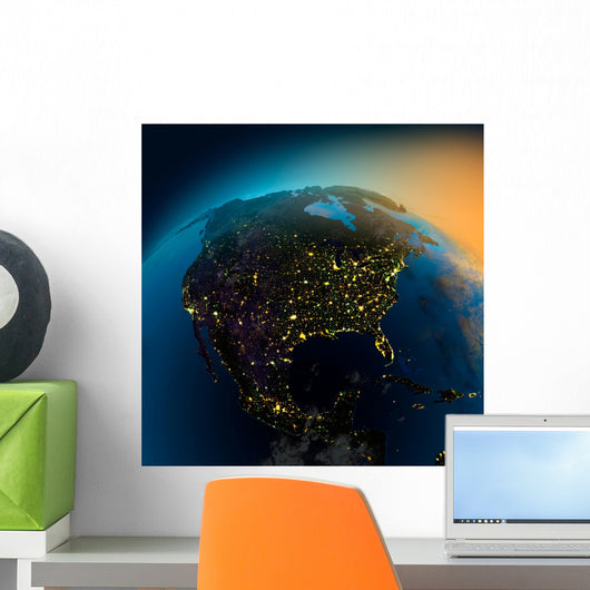 Night view of North America from the satellite Wall Mural
