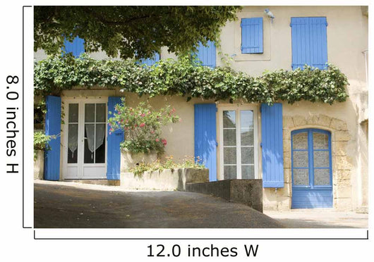 French Village Cottage with blue shutters Provence France Wall Mural