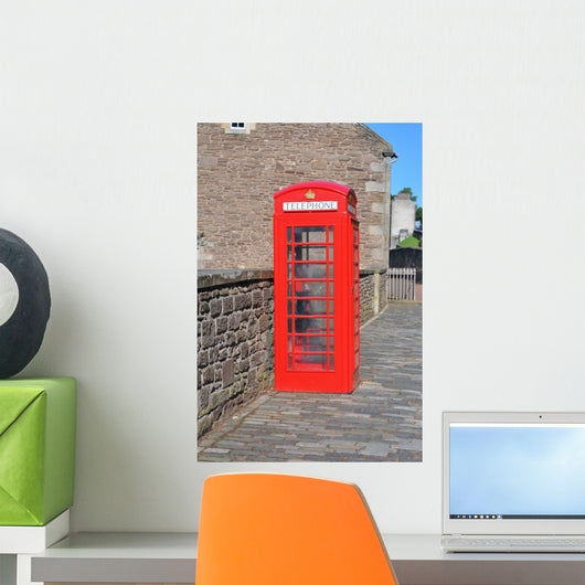 Red British Telephone Box Wall Mural