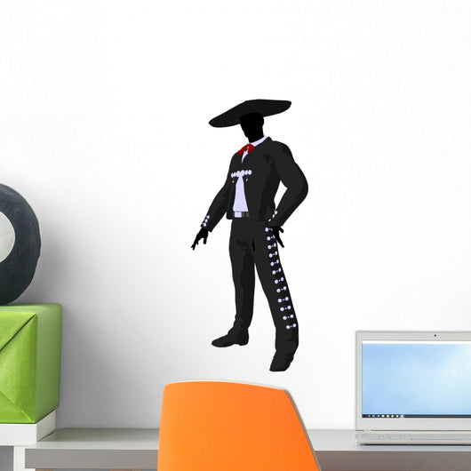 Male Mariachi Silhouette Illustration Wall Decal