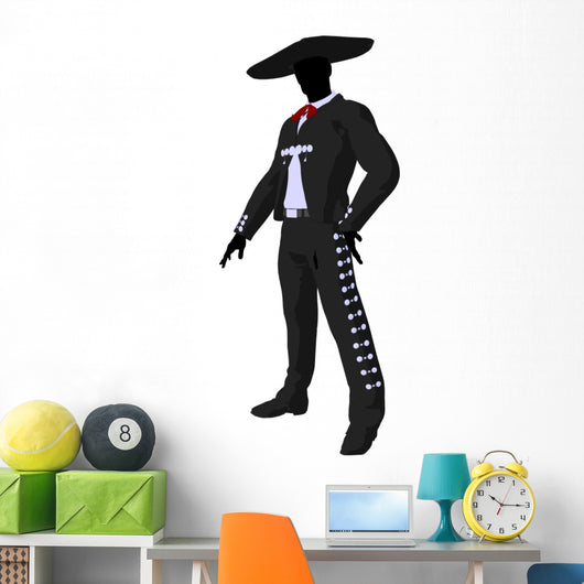 Male Mariachi Silhouette Illustration Wall Decal