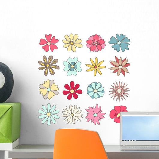 Collection of hand drawn flowers Wall Decal
