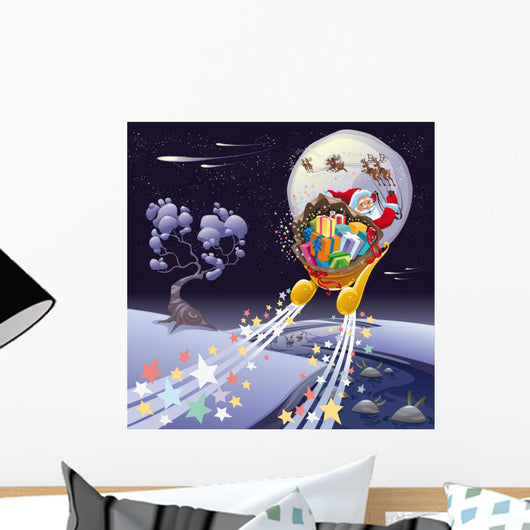 Santa Claus in the night. Wall Mural