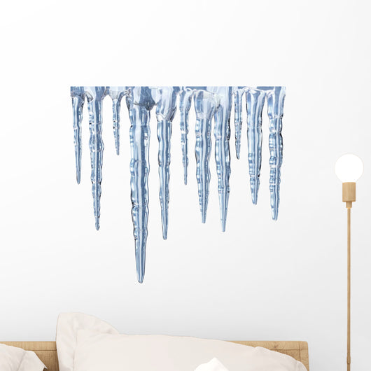 Icicles on White Background - Square Format Wall Decal