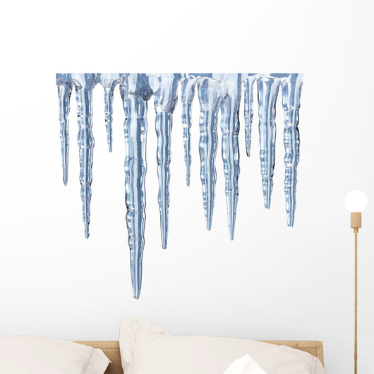 Icicles on White Background - Square Format Wall Decal