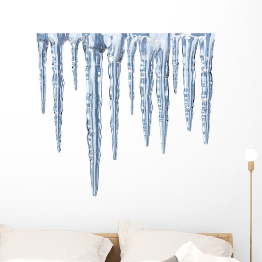 Icicles on White Background - Square Format Wall Decal
