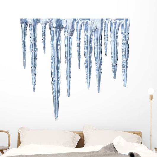 Icicles on White Background - Square Format Wall Decal