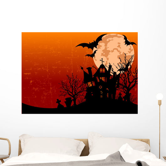 Halloween Background With Haunted House Wall Mural