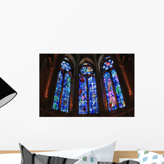 Stained glass windows by Chagall in Reims Wall Mural