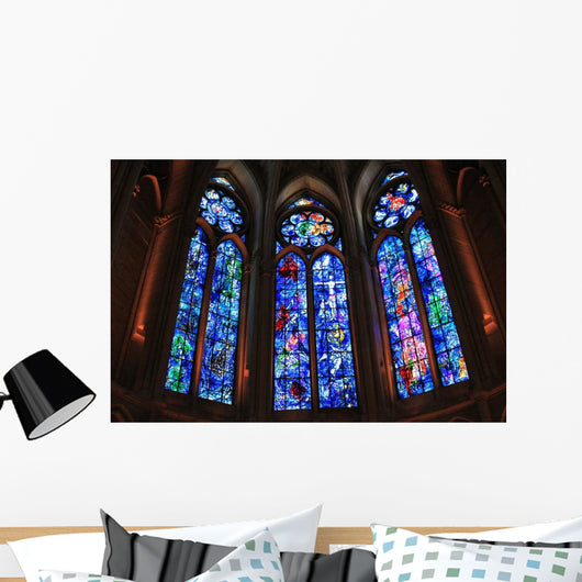 Stained glass windows by Chagall in Reims Wall Mural