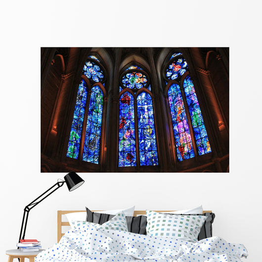 Stained glass windows by Chagall in Reims Wall Mural