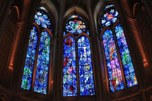 Stained glass windows by Chagall in Reims Wall Mural