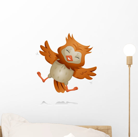 Jumping Owl Wall Decal