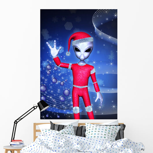 santa claus alien christmas Wall Mural