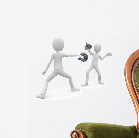 3D Man Fencers Dueling Wall Decal