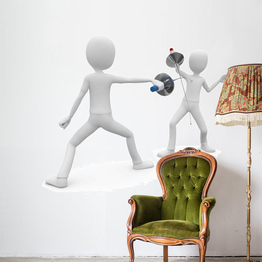3D Man Fencers Dueling Wall Decal