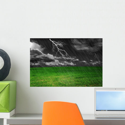 Thunder-storm over a field Wall Mural