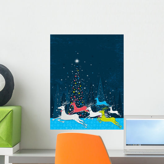 Running Christmas Deers Blue