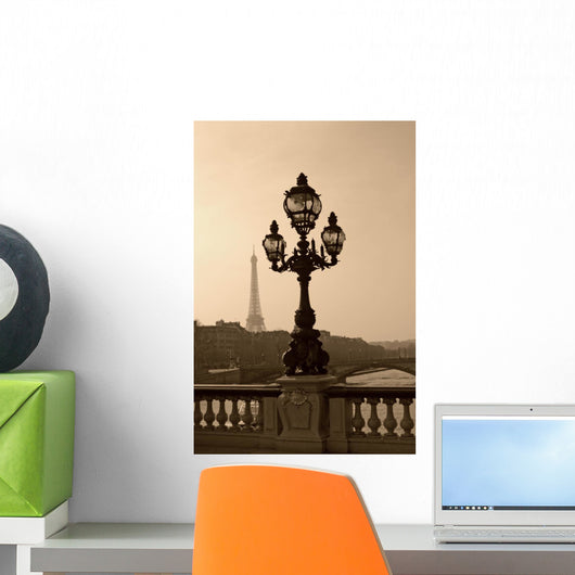 Vintage Lamppost on the Bridge of Alexandre Wall Mural