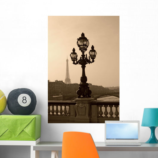Vintage Lamppost on the Bridge of Alexandre Wall Mural