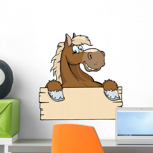 Happy Horse With A Blank Sign Wall Decal