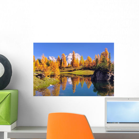 Dolomites reflection mountain Wall Mural