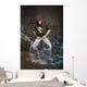 Hip-hop dancer in aqua studio showin his tongue Wall Mural
