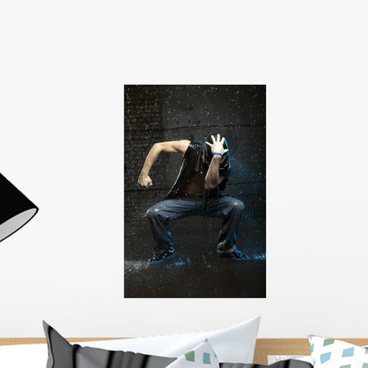 Hip-hop dancer in aqua studio Wall Mural