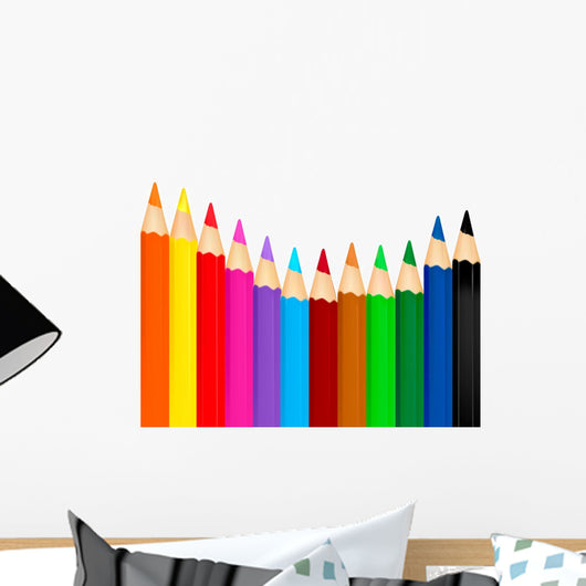 background with colored pencils. Vector Wall Decal