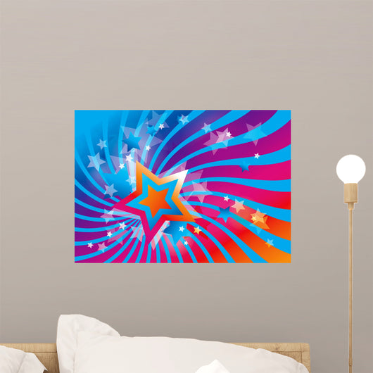 Abstract background with stars and colorful waves Wall Mural
