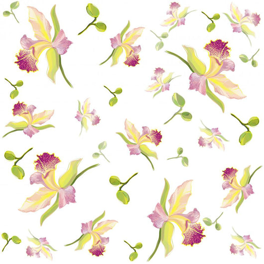 Retro Floral Background Orchid Wall Decal