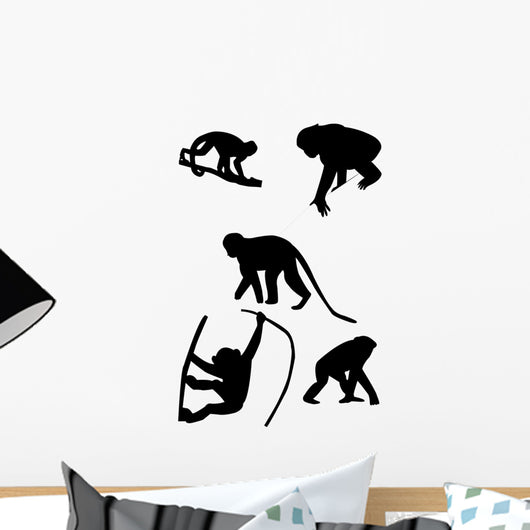 Monkeys Silhouettes Vector Wall Decal Sticker Set