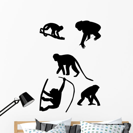 Monkeys Silhouettes Vector Wall Decal Sticker Set