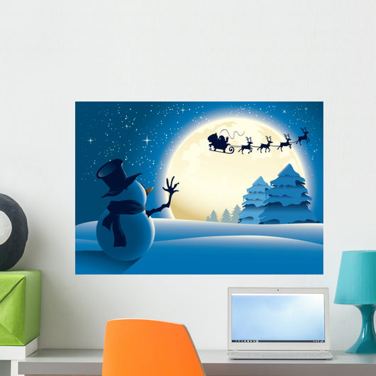 Full Moon Santa Silhouette
