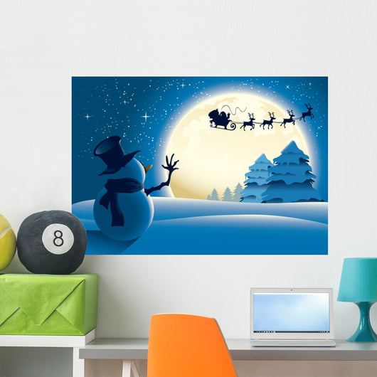 Full Moon Santa Silhouette